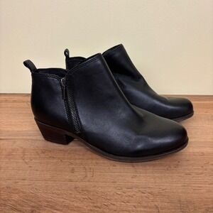 LUCKY BRAND Basel Leather Bootie In Black Women Size 9W Wide Width Casual Office